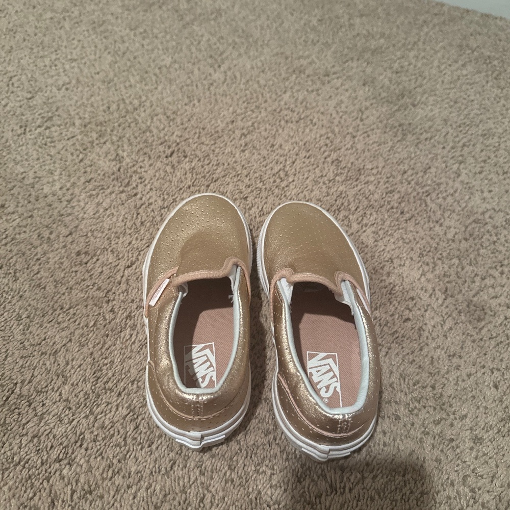 Girls size 12 rose gold Vans step ins